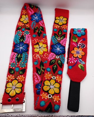Set of Belt with hand-embroidered headband andean community  display picture 1