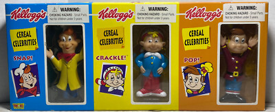 Snap Crackle Pop Figurines 1998 Kellogg's Cereal Celebrities Rice Krispies