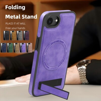 #ad Hot For iPhone 16E 6.1 Magnetic PU Leather Stand Phone Case Screen Protector $13.88