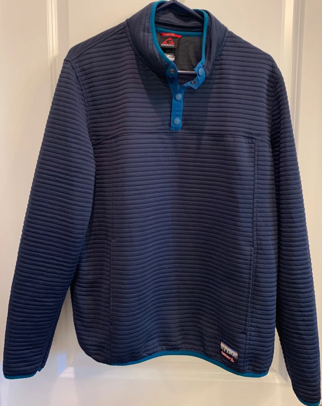 Gerry 1/4 Snap 100% Polyester Quilted Pullover Jacket Navy Blue w/Teal Size L