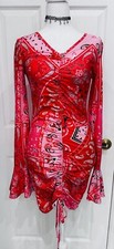 Shein Red /Pink Runched Dress Sz Small Mini Elegant Bodycon