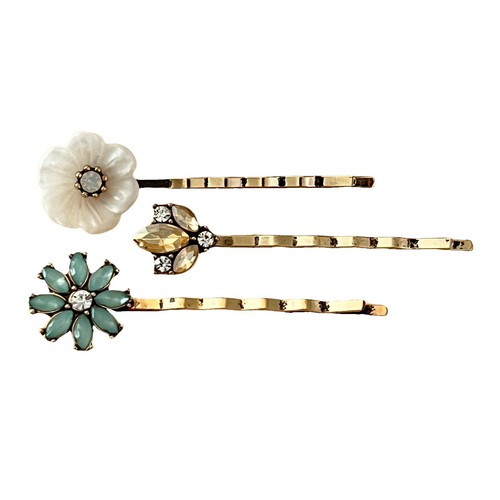 Vintage Womens Hair Pin Pearl Flower Bridal Retro Sterling  display picture 2