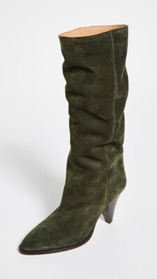 ロングブーツ ISABEL MARANT Dark Green Suede Lispa Boots Isabel Marant // Beige & Black Suede & Leather Leila Knee
