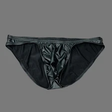 N2N Bodywear Men Black liquid skin leather-look erotic bikini Underwear M L XL