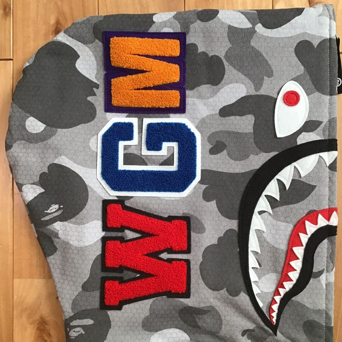 BAPE HONEYCOMB CAMO SHARK FULL ZIP HOODIE Gray A Bathing Ape Size