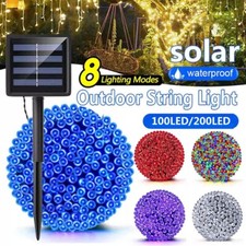 100-200LED Solar String Light Outdoor Garden Waterproof Party Wedding Fairy Lamp