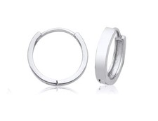 Solid 925 Sterling Silver Huggie Hoop Earrings - Men's or Ladies - 12mm diameter