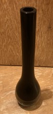 Heavy Hand Blown Black Clear Art Glass Slender Bud vase 11.5 IN. Unmarked