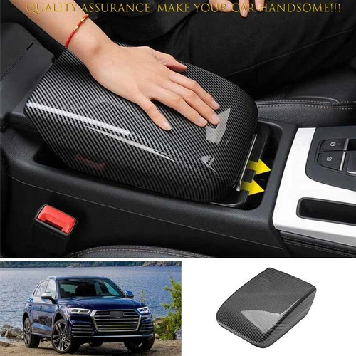 Carbon Fiber Center Console Armrest Box Cover Trim For Audi Q5 SQ5 2018-2023  - Picture 4 of 6