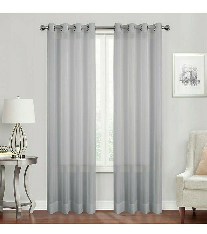 Simply Essential Voile Grommet Sheer Curtain Panels (Pair) eBay