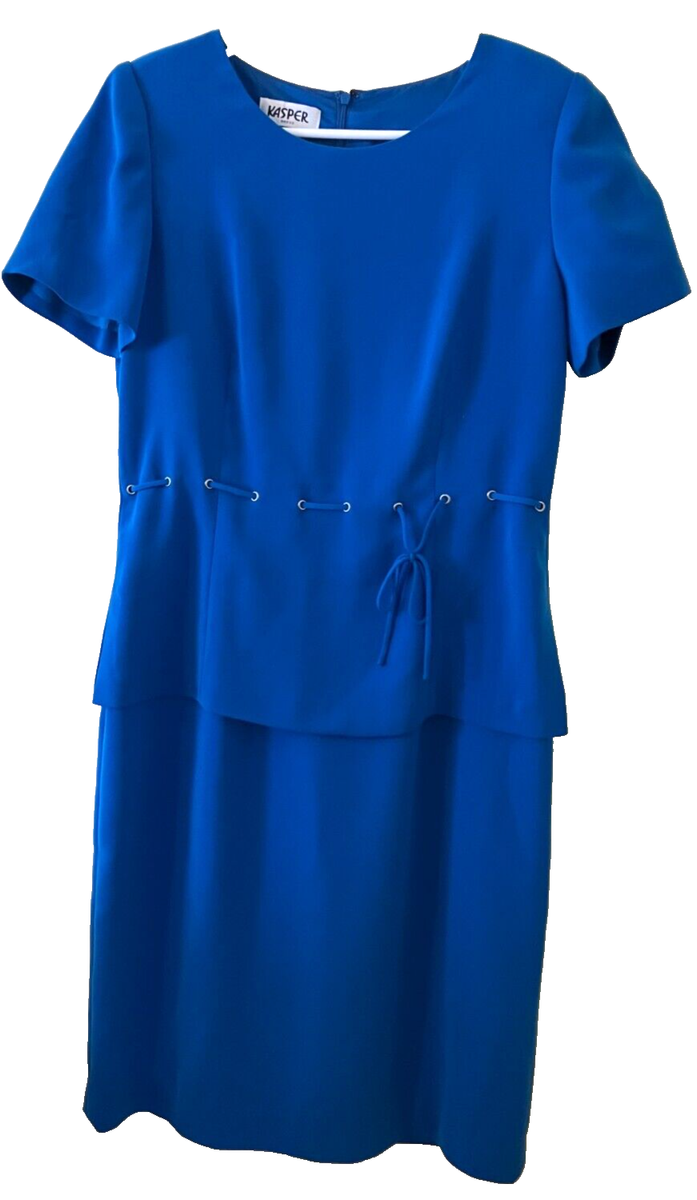kasper blue dress Kasper Women's Soft V-Neck Tiered Midi Dress - Royal