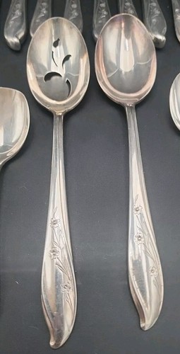 Vintage 44 Pcs 1847 Rogers Bros IS Springtime Silverware Set Serving Silverplate - Picture 14 of 21