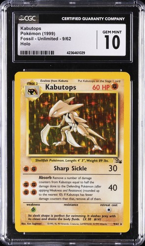 Kabutops (Unlimited) graded CGC 10 for sale on eBay