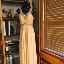 V-Neck A-Line Beaded Formal Dress