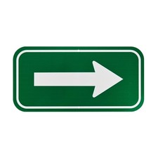 1-Pack 12" x 6" White Aluminum Reflective One-way Arrow Sign Green/White 