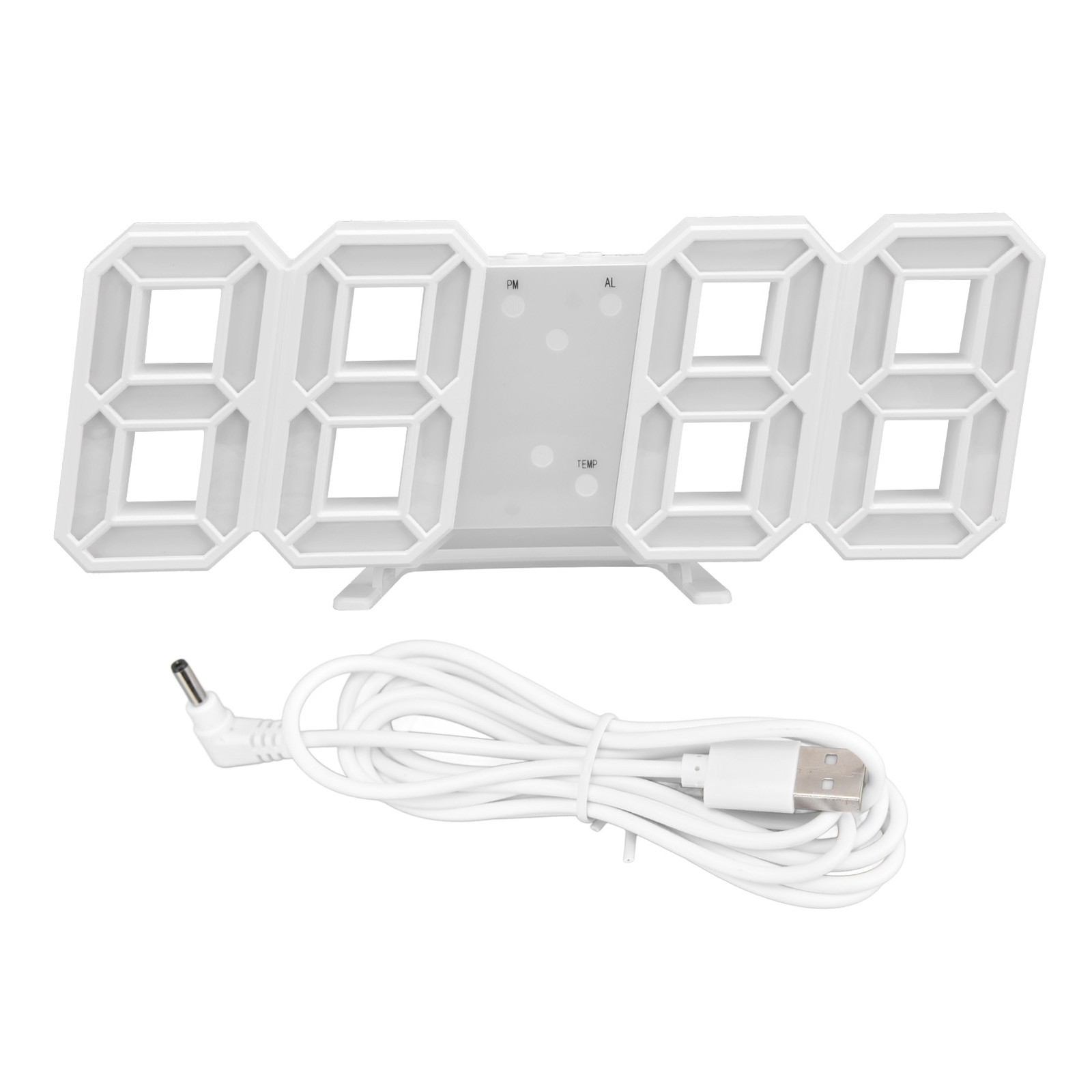 Digital Wall Clock Modern Design Temperature Display Alarm Function Sound Contro