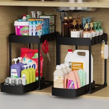 2 Pack Multi-Purpose Pull-Out Storage Organizers, under Sink Organizers and Stor