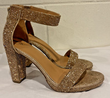 Windsor Rose Gold Studded High Heels Strappy Sandal Shoes Womens Size 10