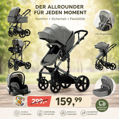 Kinderwagen, 3in1 Kinderwagen, Autositz, Buggy, Versand frei,plus viel Zubehör