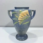 Vintage Original Roseville USA 121-8” Freesia Blue With Tulips Vase