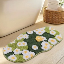 Naoloture Green Flower Moss Bathroom Rugs Bath Mat Soft Cute Rugs 20"x32"