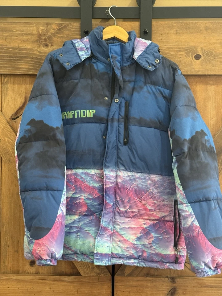 RipNDip Men's Sz Large Thermal Nermal Psychadelic Puffer Winter Coat Jacket - Image 3 of 4