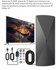 Digital TV Antenna 2026 with Amplifier, HD Signal, Multi-Directional, Black