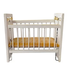 Concord Baby Crib Miniatures Vintage Yellow White 70s Wood Cottage Farmhouse 