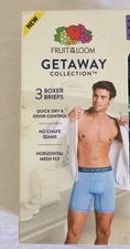 NWT Fruit of LOOM Men 3 Pack Boxer Brief Underwear Getaway Collection