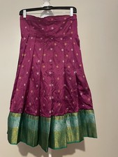 Lehenga Traditional Purple Silk Skirt Indian Wedding Wear Gold Zari Border