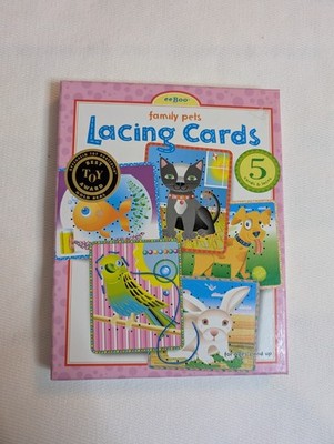 eeBoo Family Pets Lacing Cards 5 Count Educational Fine Motor Skills Toy Ages 3+