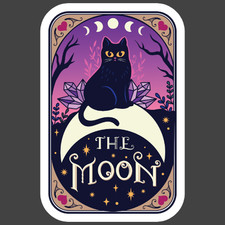 Cat Sticker Vinyl Decal Tarot Moon Black Cat Celestial Mystic Art Cat Sticker Vinyl Decal Tarot Moon Black Cat Celestial Mystic Art