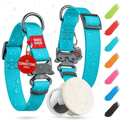 WAUDOG Waterproof Dog Collar - Adjustable Collar with Air Holder and QR Tag f...