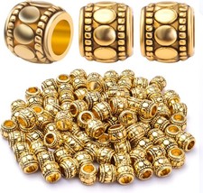 100Pcs Antique Gold Large Hole Spacer Beads for Jewelry Making Metal
