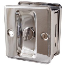 Square Pocket Door Lock, Privacy Bed/Bath Latch, Polished Chrome by Stone Harb