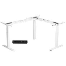 VIVO White Electric Motor Height Adjustable Corner 3 Leg Standing Desk Frame