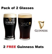 2 x Guinness Pint Glass 250 Years Guinness Pint Glasses Guinness Pint Glass