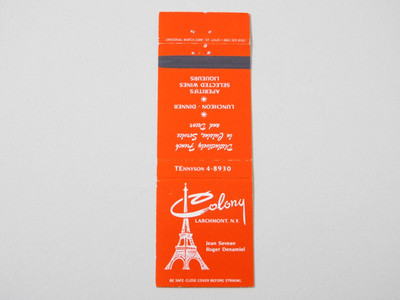 COLONY FRENCH CUISINE RESTAURAN TMATCHBOOK COVER * LARCHMONT, NEW YORK