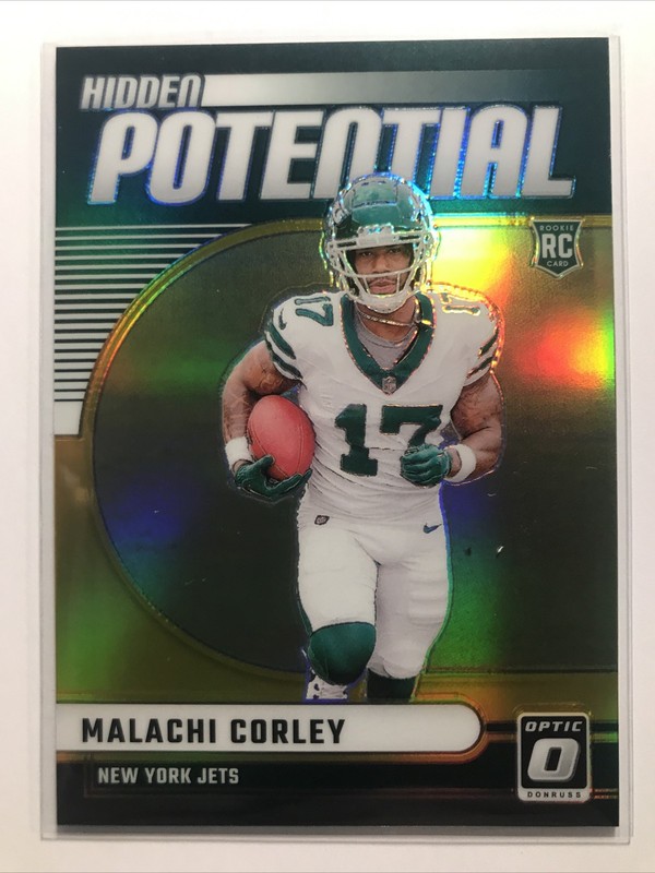Malachi Corley 2024 Donruss Optic #3 HIDDEN POTENTIAL RC GOLD SSP JETS /10