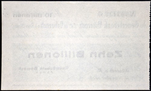 BIBERACH 1923 XX-RARE 10 TRILLION MARK! Inflation Notgeld Banknote 10 Billionen - Picture 2 of 2