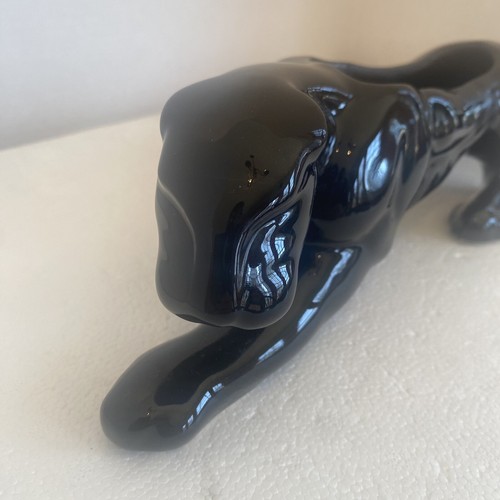 Vtg - MCM - Crouching Stalking Black Panther Jaguar Planter Figure 15" Long. - Picture 9 of 11