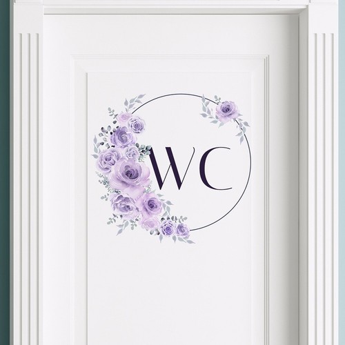 Removable Floral Wall Decal for Bathroom Toilet Decor (PVC 30cm x 30cm