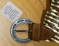 Free People Brown Cow Leather Willow Belt with White Embroidered Design Free People | Accessories | Free People Cow Leather Belt  main image 2