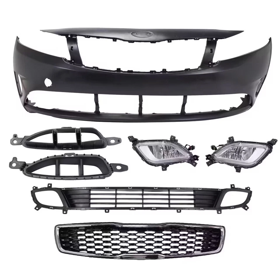 Complete Front Bumper Grille Set With Fog Lamp For 2017-2018 Kia Forte Foto 2 de 4