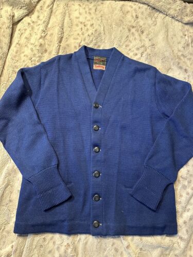 VTG 40s 50s Dehen University Wool Blank Varsity Cardigan Sweater