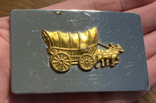 Vintage Horse Pulled Covered Wagon 3D Western Old Wild West Cowboy Belt Buckle