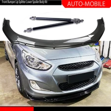 For Hyundai Accent Carbon Fiber Style Front Bumper Lip Spoiler Strut Rods/