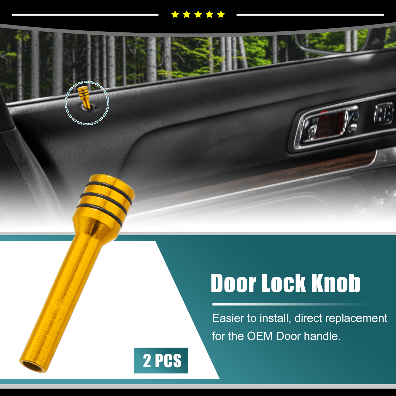 2pcs Universal Car Door Lock Knobs Interior Door Lock Knob Aluminum