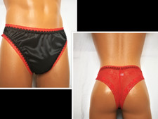 Black Red Sissy Men Panties Lace Bikini Crossdresser