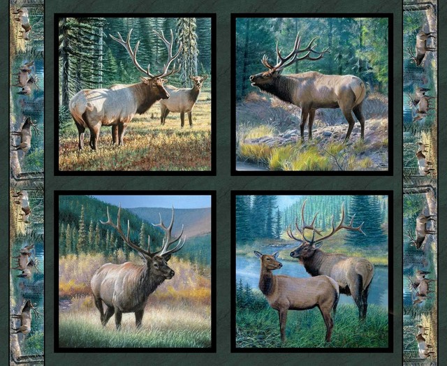MOUNTAIN SKY FABRIC PANEL ELK pillow panels WILD WINGS BTP NEW eBay